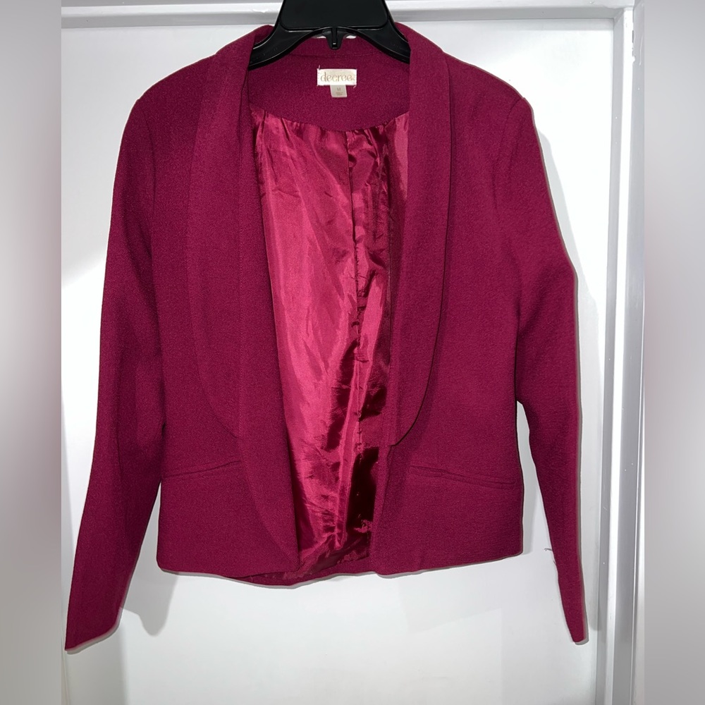 Decree Women's Maroon Open Front Blazer Jacket